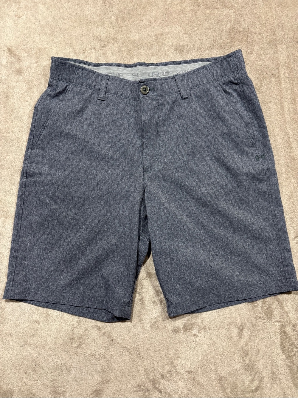 Under Armour Men's Heather Navy Flat-Front Golf Shorts